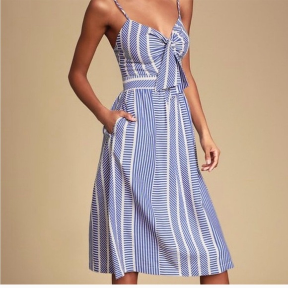 Lulus Dresses & Skirts - Lush For Lulu's Blue Striped Dress Medium